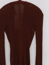 OUDE WAAG 25 Autumn and Winter Curved Ribbed Knit Cardigan OW-OW-25AW-KT01V1BR450-HZ Red Brown